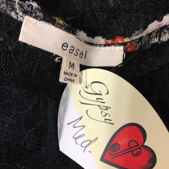 Easel Lace Multicolor Ribbon Babydoll Tank Top - Picture 7 of 7